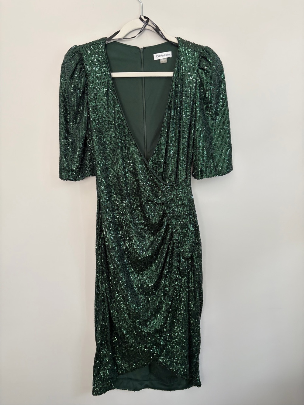 Calvin Klein Dark Emerald Sequin Midi Dress